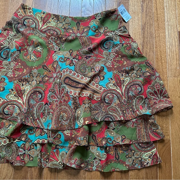 Ralph Lauren women’s plus size 16 tiered layered midi skirt multicolor paisley - Picture 4 of 15